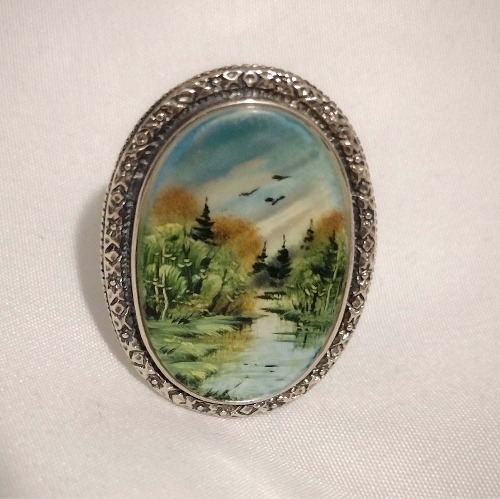 Rare Amy Kahn Russell Ring River Scene